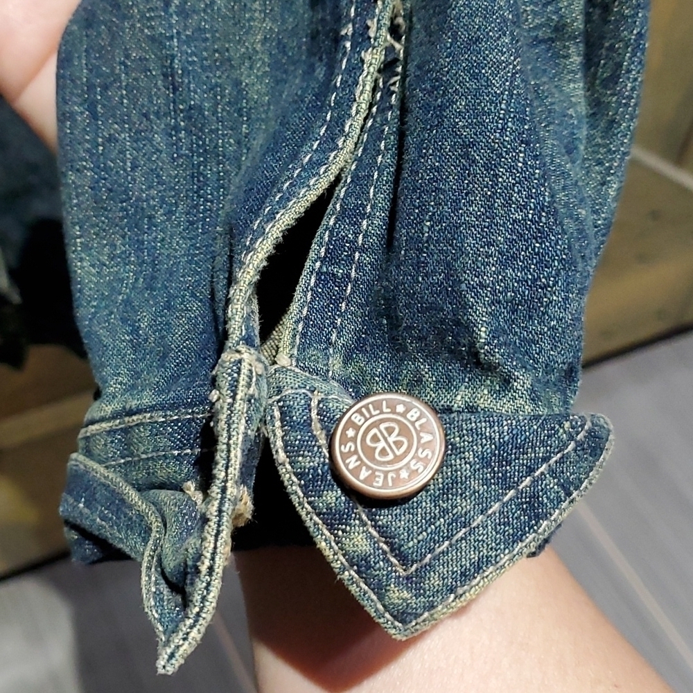 DENIM VINTAGE BILL BLASS CLASSIC TRUCKER JEAN JACKET SIZE PL 70s 80s Pop Rock - Picture 4 of 7